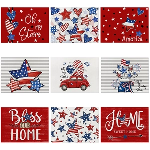Independence Day themed polyester table mats with red, white, and blue star patterns