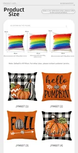 Größentabelle für herbstliche Kissenbezüge aus Polyester mit Kürbismotiv und Erntethema