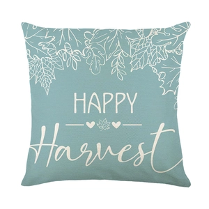 Housse de coussin Fête des Récoltes avec motif citrouille verte et texte Happy Harvest