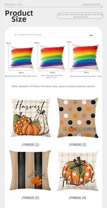 Size guide for pumpkin throw pillow covers showing dimensions and insert weight details