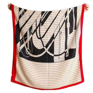 Long Scarf Shawl Women Polyester Satin Cotton Polka Dot Chain Print Autumn Winter Casual Vintage With Fringe