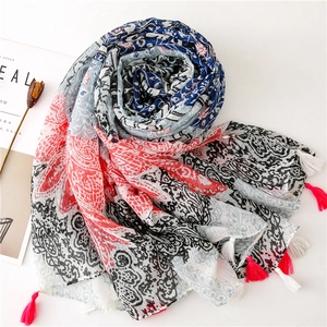 Bohemian paisley sun protection shawl with tassel edge for beach and summer wear
