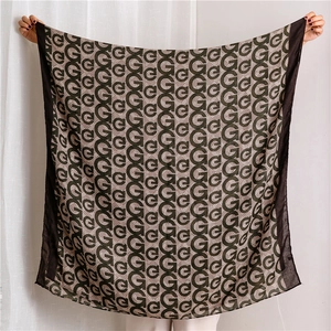 Women Letter Print Scarf Shawl Cotton Linen Feel Sun Protection Decorative Large Wrap Fashion Long Elegant