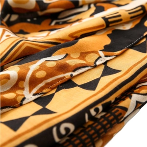 Châle en coton et lin jaune à motif géométrique ethnique pour plage et vacances