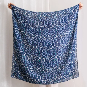 Women Elegant Leopard Print Scarf Long Polyester Shawl For Sun Protection Beach Travel Breathable Retro Large Oversized