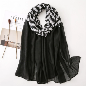 Elegant black and white plaid scarf with sheer lightweight fabric for summer beach sun protection