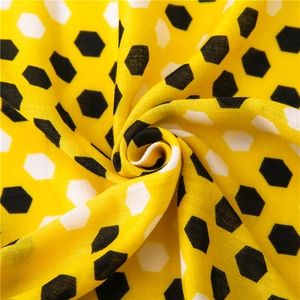 Yellow honeycomb pattern scarf made of breathable cotton linen fabric with soft drape