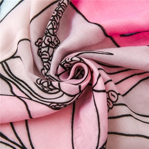 Pink and blue cotton linen scarf with elegant floral prints for beach sun protection