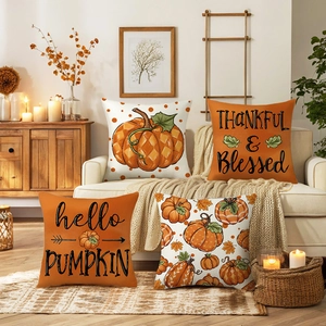 Thanksgiving Pumpkin Pillow Covers Polyester Harvest Decorative Throw Pillow Cases Hello Pumpkin Thankful Blessed Covers