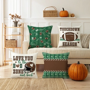Set of 4 American football theme throw pillow covers for autumn home decor