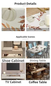 Vue détaillée du chemin de table d'automne avec coutures nettes et motifs de citrouille