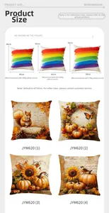 Size chart for pumpkin print pillow covers with 40x40cm, 45x45cm and 50x50cm dimensions