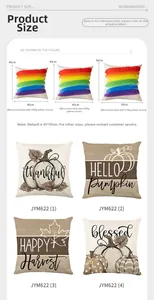 Size guide for Valentine's polyester pillowcases showing 40cm to 50cm dimensions