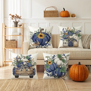 Taies D'Oreiller Automne Récolte Citrouille Tournesol Polyester Housse De Coussin Décorative Pour Canapé Maison Décor Cadeau Action De Grâce