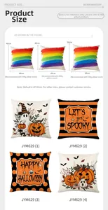 Detailed size guide and specifications for Halloween themed polyester throw pillow covers