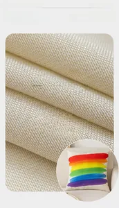 Macro detail of high-quality 160 GSM linen fabric texture for rainbow heart pillow cover