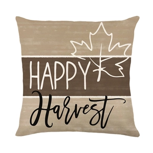 Polyester harvest pillowcase with maple leaf pattern and Happy Harvest typography