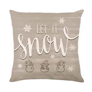 Fodera per cuscino invernale Let it snow con design pupazzo di neve su lino