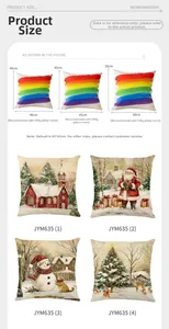 Size chart for Santa print pillowcases with dimensions 40cm, 45cm and 50cm variants
