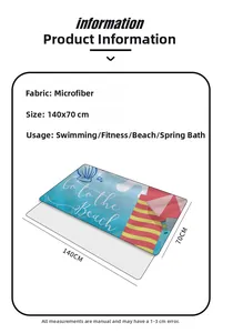 Details zum 140x70cm Mikrofaser-Strandtuch mit Ozeandruck und saugfähigem Gewebe