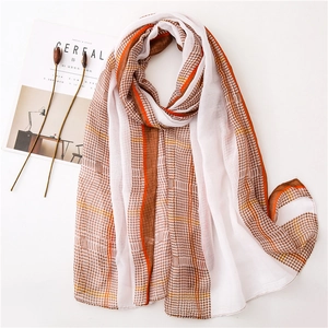Classic houndstooth scarf with orange and brown stripes for sun protection and fashion