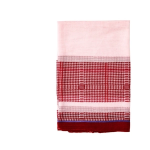 Lightweight pink and red houndstooth scarf for women as stylish sun protection beach shawl