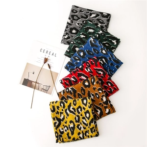 Women Leopard Print Scarf Shawl Striped Border Frayed Edge Long Lightweight Warm Fashion Neck Wrap Head Covering