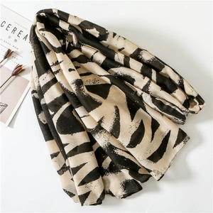 Abstract black and white graffiti print linen scarf for sun protection and travel wear