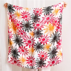 Écharpe Châle Femme Polyester Léger Protection Solaire Plage Voyage Imprimé Tournesol Floral Bohème Franges