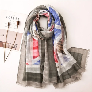 Ethnic style geometric cotton linen scarf with colorful patterns and tassels for summer beach