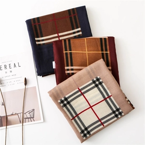 Plaid Scarf Shawl Cotton Blend Oversized Soft Warm Winter Wrap Classic Check Pattern For Women Versatile Elegant Accessory