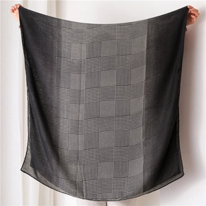 Black and white houndstooth gradient shawl scarf being displayed in full size