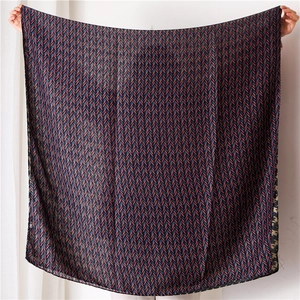 Chic houndstooth and leopard print scarf shawl with contrast color wheat ear pattern
