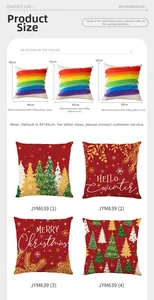 Detailed sizing chart for Christmas pillow covers with 40cm, 45cm, and 50cm specifications