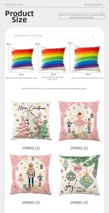 Size guide for Christmas pillow covers showing dimensions for 40cm, 45cm and 50cm variants