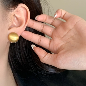 Chic vintage matte gold hemispherical stud earrings for a classic minimalist look
