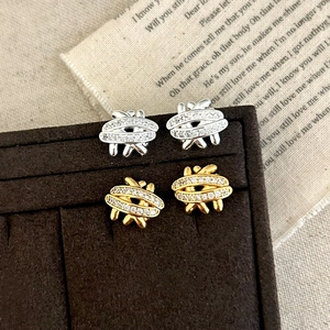 Elegant Cross X Shaped Stud Earrings With Copper Cubic Zircon And 925 Sterling Silver Earring Post Luxury Design