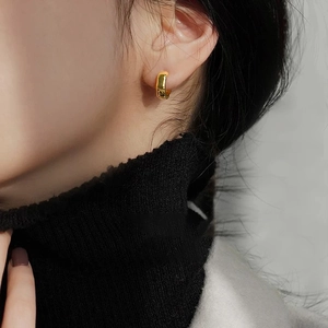 Bamboo Hoop Earrings Minimalist Retro Chic Copper Jewelry For Women With 925 Sterling Silver Earring Post