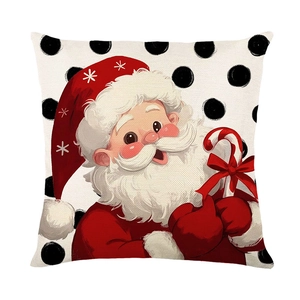 Federa natalizia con Babbo Natale cartone animato e pois neri e bianchi