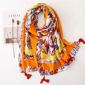 Bohemian Ethnic Printed Scarf Shawl Cotton Tassel Sun Protection Beach Wrap For Women Elegant Paisley Floral