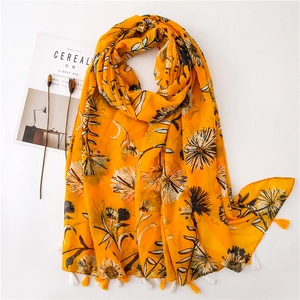 Sciarpa Scialle Da Donna Con Stampa Floreale Chiffon Poliestere Con Nappine Stile Artistico Fresco Avvolgimenti Versatili