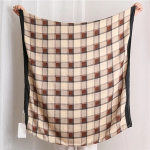 Classic British plaid cotton linen shawl with soft brown and black patterns