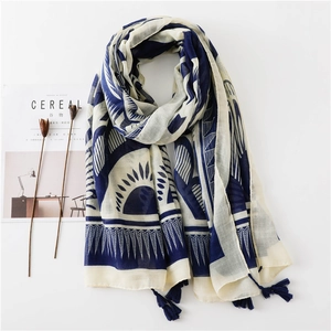 Écharpe Châle Bohème Pour Femmes Avec Imprimé Géométrique Et Glands Voile Protection Solaire Plage Mode