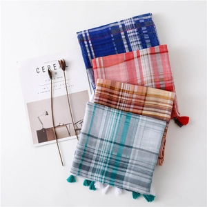 Plaid Scarf For Women Long Grid Pattern Shawl Wrap With Tassels Soft Lightweight Sunscreen Scarf British Style Elegant Accessory