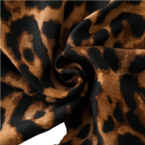 Classic brown leopard print scarf in soft cotton linen fabric with high-quality texture