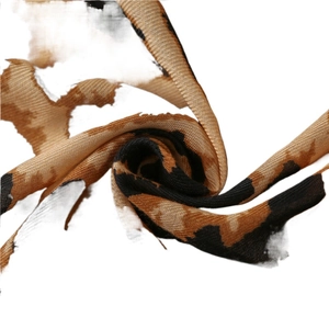 Leopard print cotton linen scarf for women featuring a long wrap shawl design in brown tones