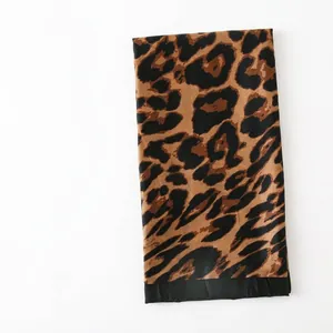 Thick double-sided leopard print scarf with wide black border for women