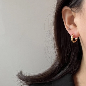Boucles Oreilles Créoles Géométriques Minimalistes Cuivre Plaqué Or Avec Zircon Micro Incrusté Bijoux Design Femmes
