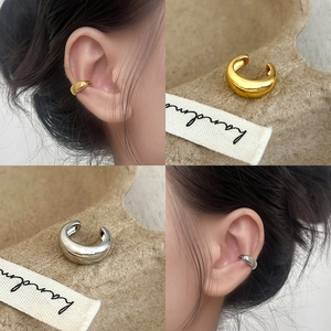 Minimalist C Shaped Ear Cuff Non Piercing Earrings Copper 18K Gold Plated High Polish Polished Jewelry For Women
