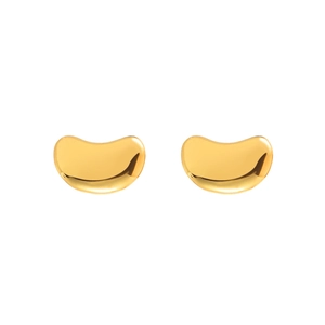 Elegant gold bean stud earrings with a polished minimalist finish for daily style